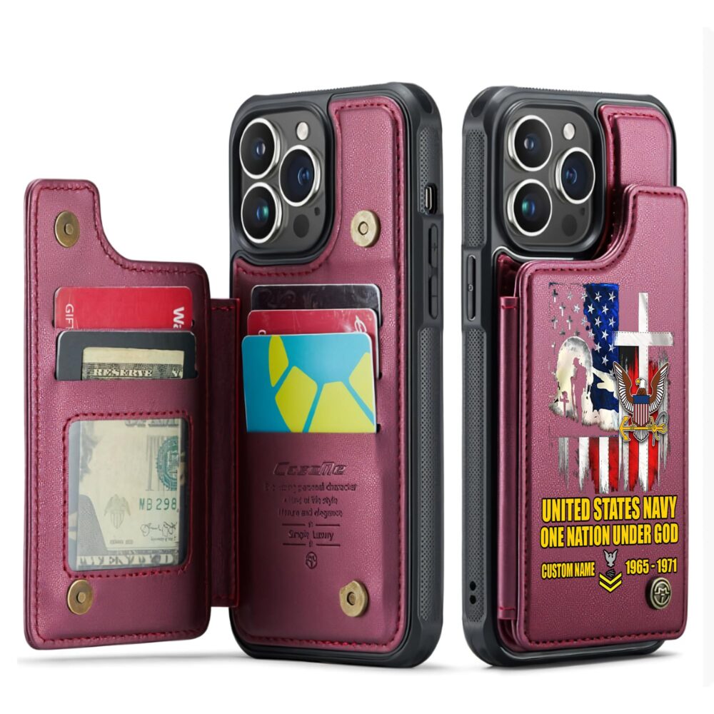 US Navy, Defender of Freedom - Leather Flip Phone Case - Image 4