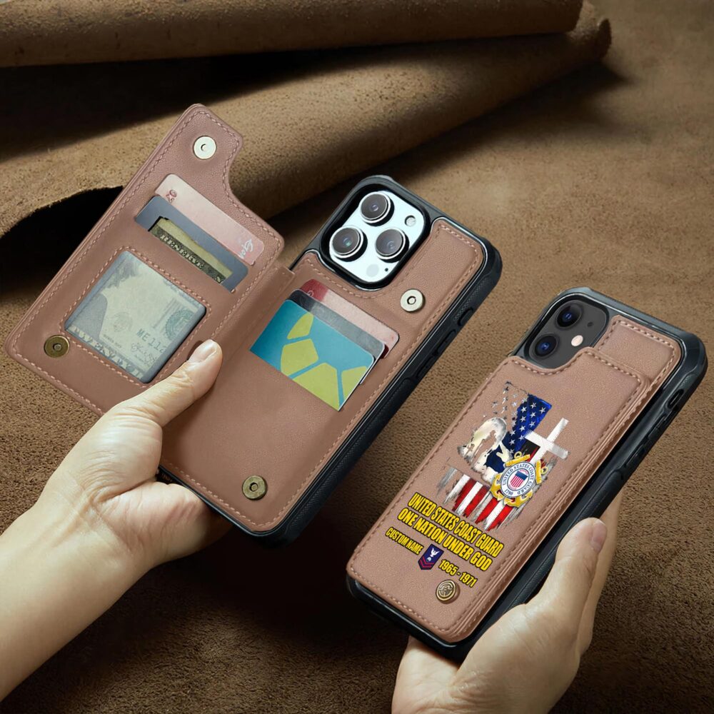 US Coast Guard, Once A Coastie, Always A Coastie - Leather Flip Phone Case - Image 2