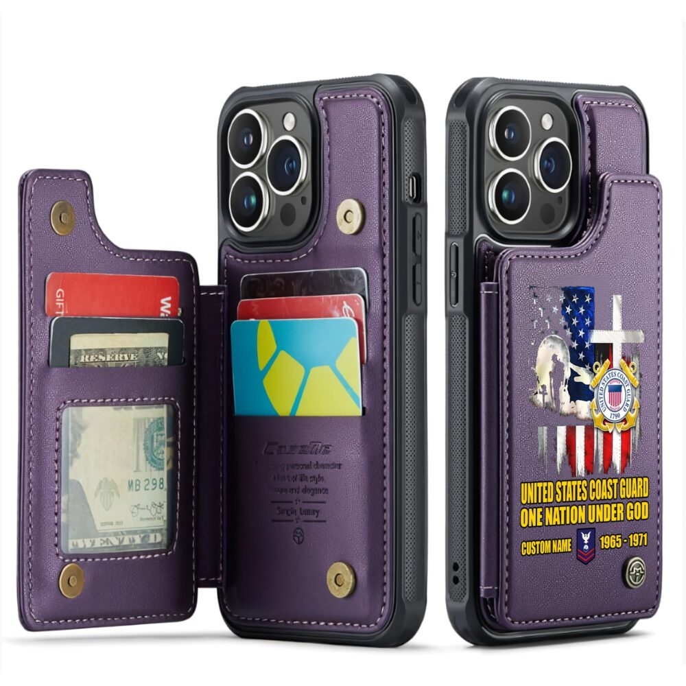 US Coast Guard, Once A Coastie, Always A Coastie - Leather Flip Phone Case - Image 6