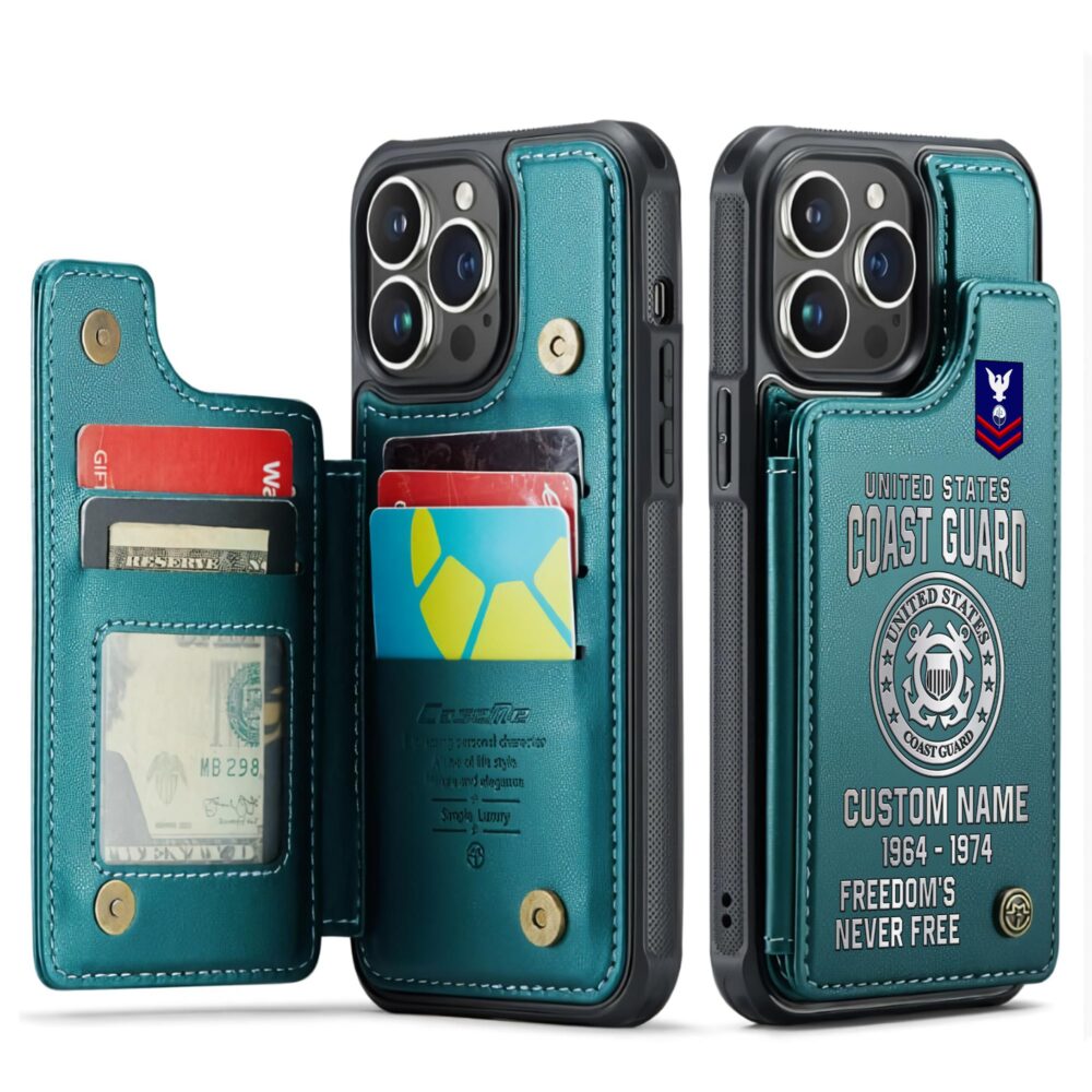 US Coast Guard, E 4 Red - Leather Flip Phone Case - Image 5