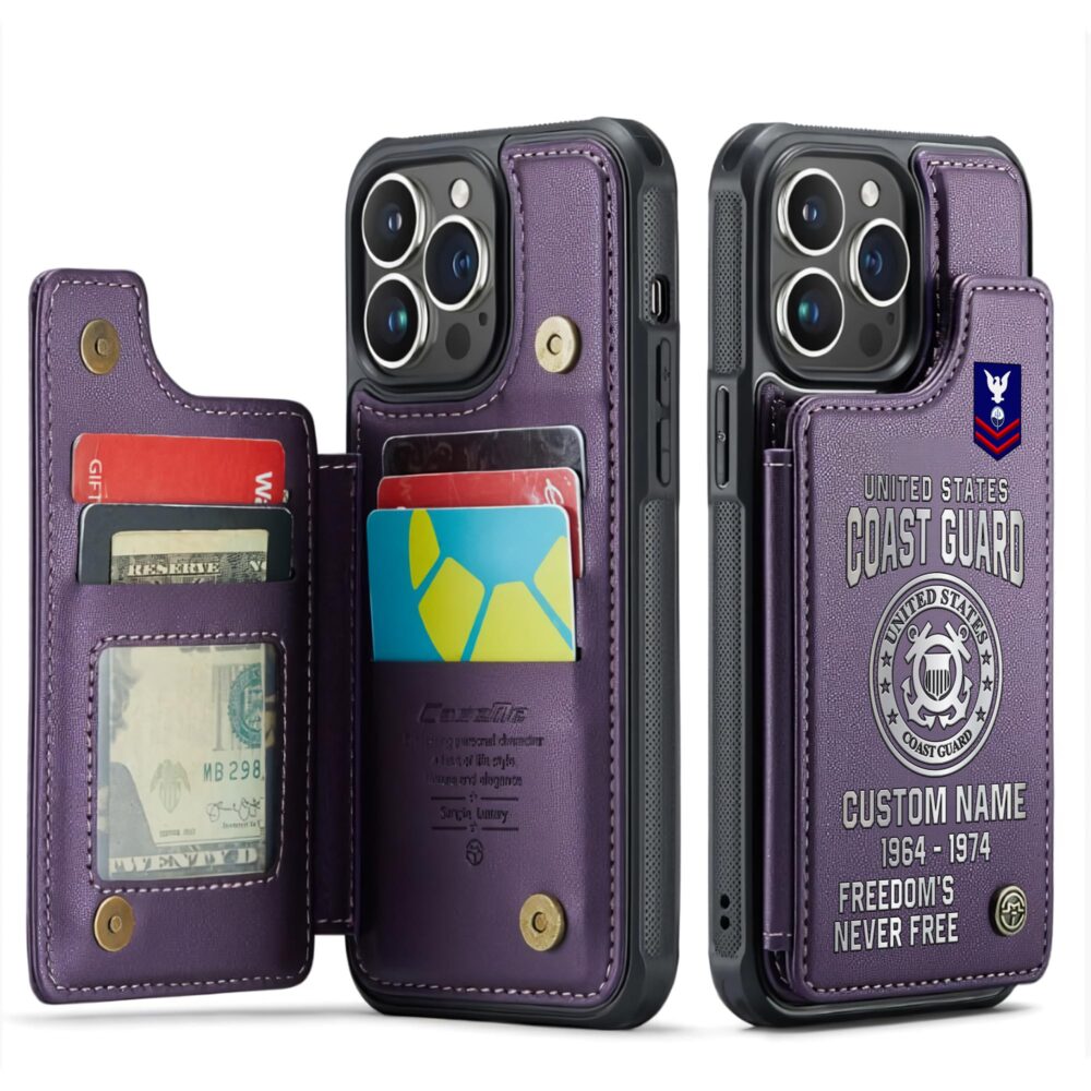 US Coast Guard, E 4 Red - Leather Flip Phone Case - Image 6