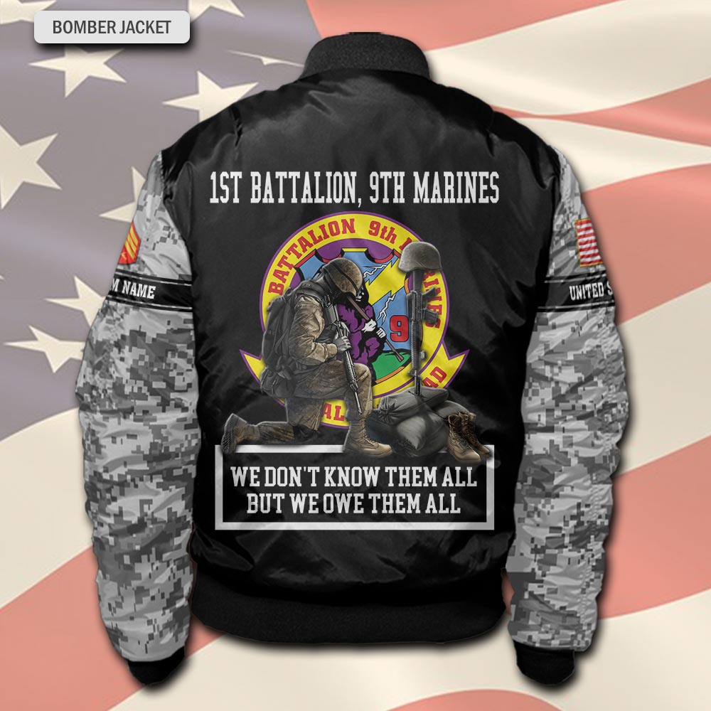 Marine Battalions, No One Fights Alone - Bomber Jacket - Image 3