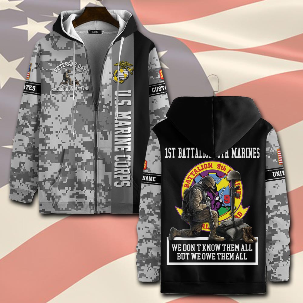 Marine Battalions, Freedom Over Fear - Zip Hoodie