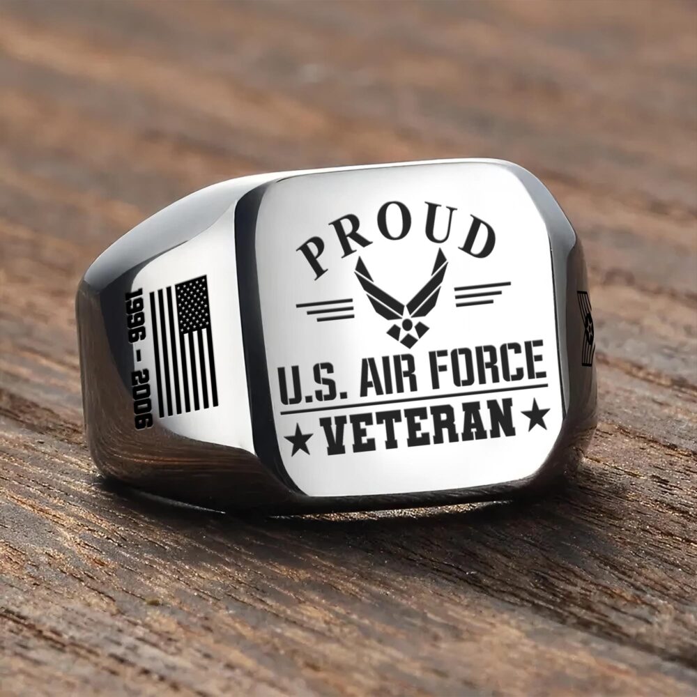 US Air Force , Aim High … Fly-Fight-Win - Engraved Men's Ring - Image 3