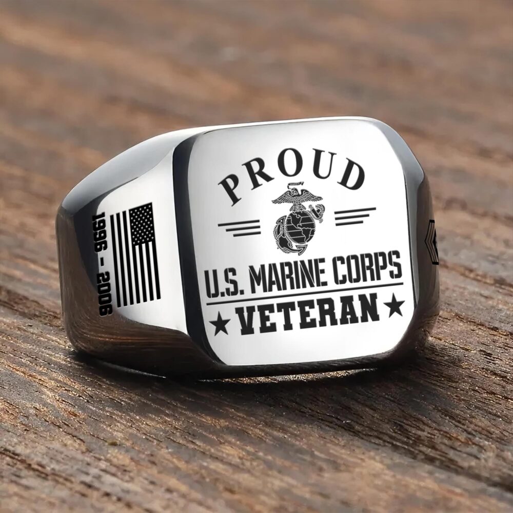 US Marine Corps, W 3 Marines Chief Warrant Officer 3 - Engraved Men's Ring - Image 3