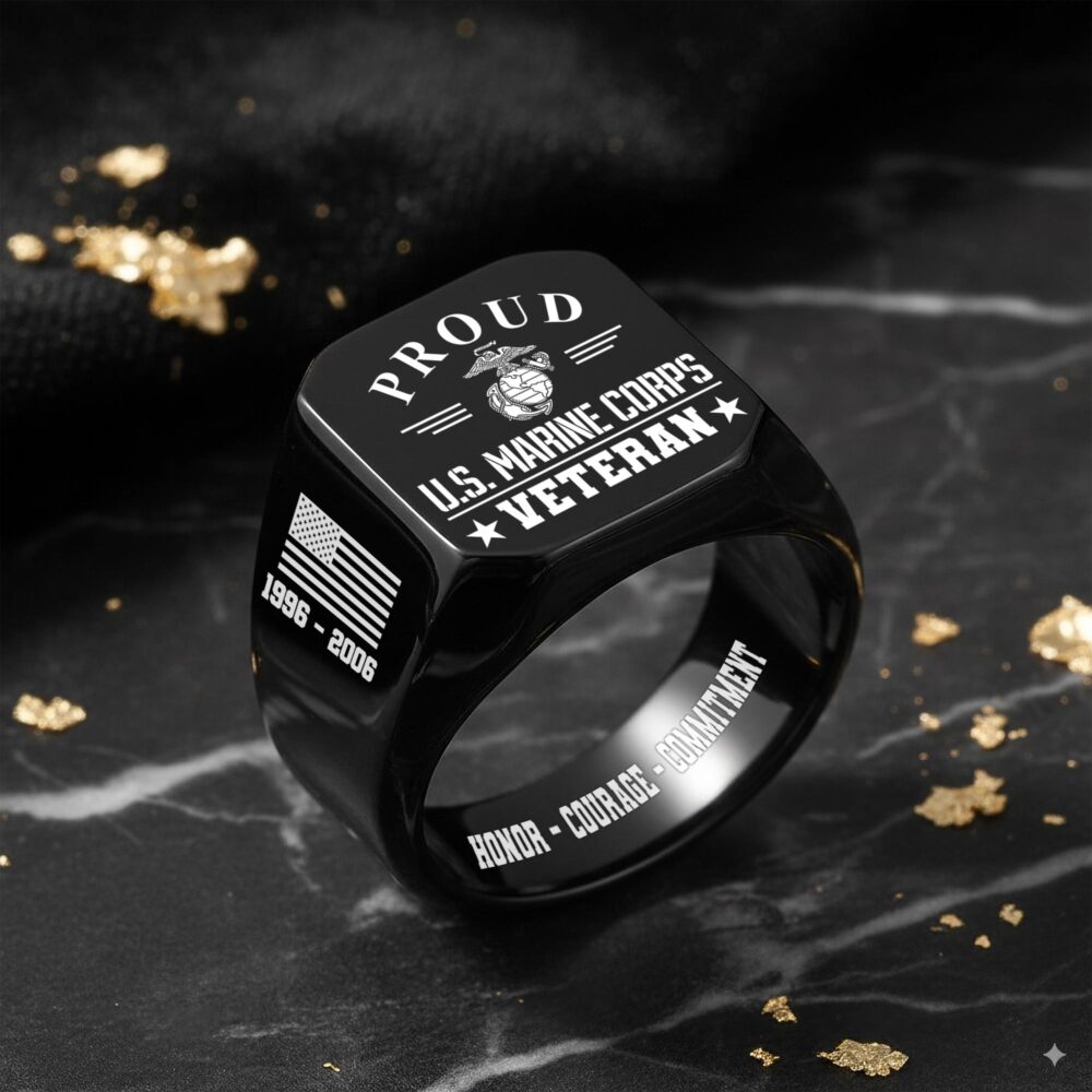US Marine Corps, W 3 Marines Chief Warrant Officer 3 - Engraved Men's Ring - Image 8