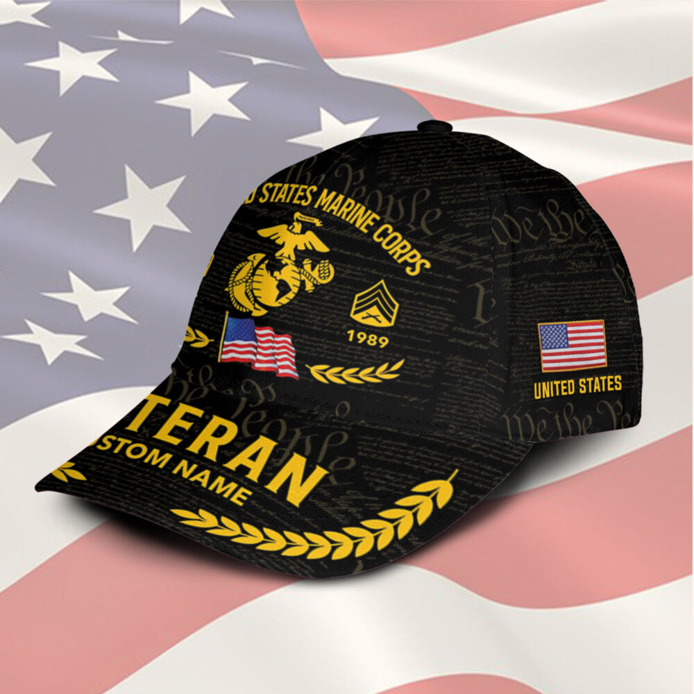 US Marine Corps, Proud Veteran - Classic Cap - Image 2