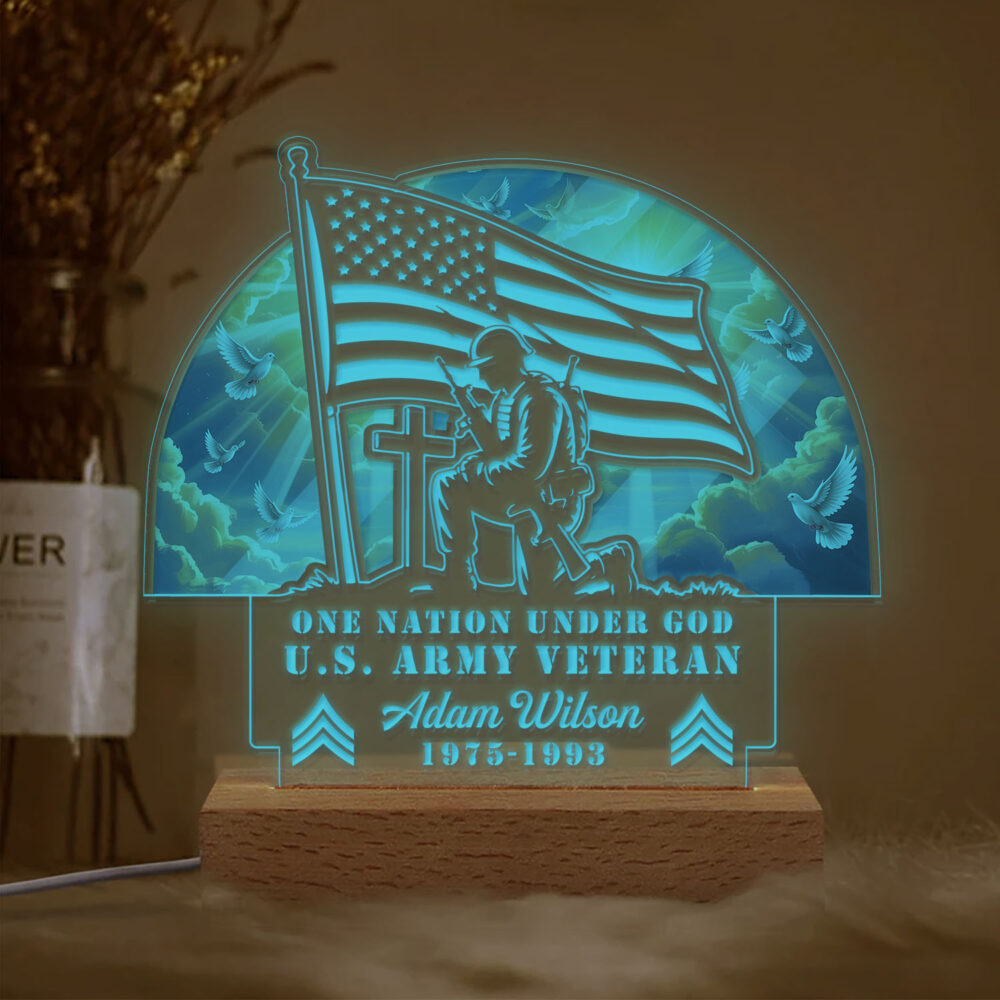 US Army, Duty, Honor, Country - Personalized Led Lamp - Image 2