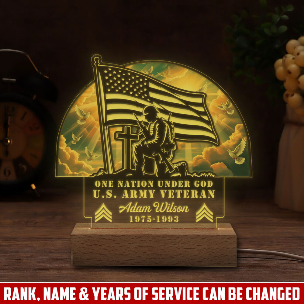 US Army, Duty, Honor, Country - Personalized Led Lamp