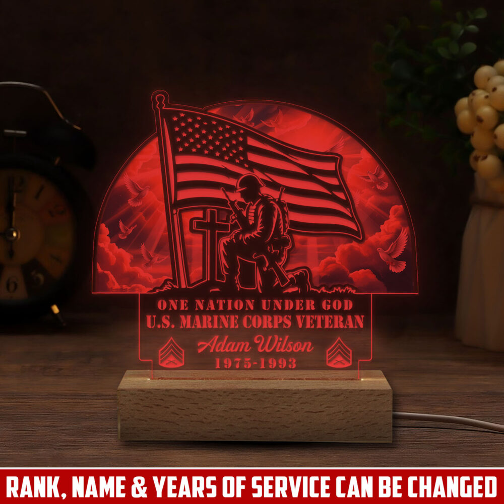 US Marine Corps, No One Fights Alone - Personalized Led Lamp