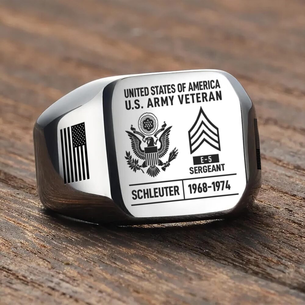US Army, E 6 Army Specialist - Engraved Men's Ring - Image 3