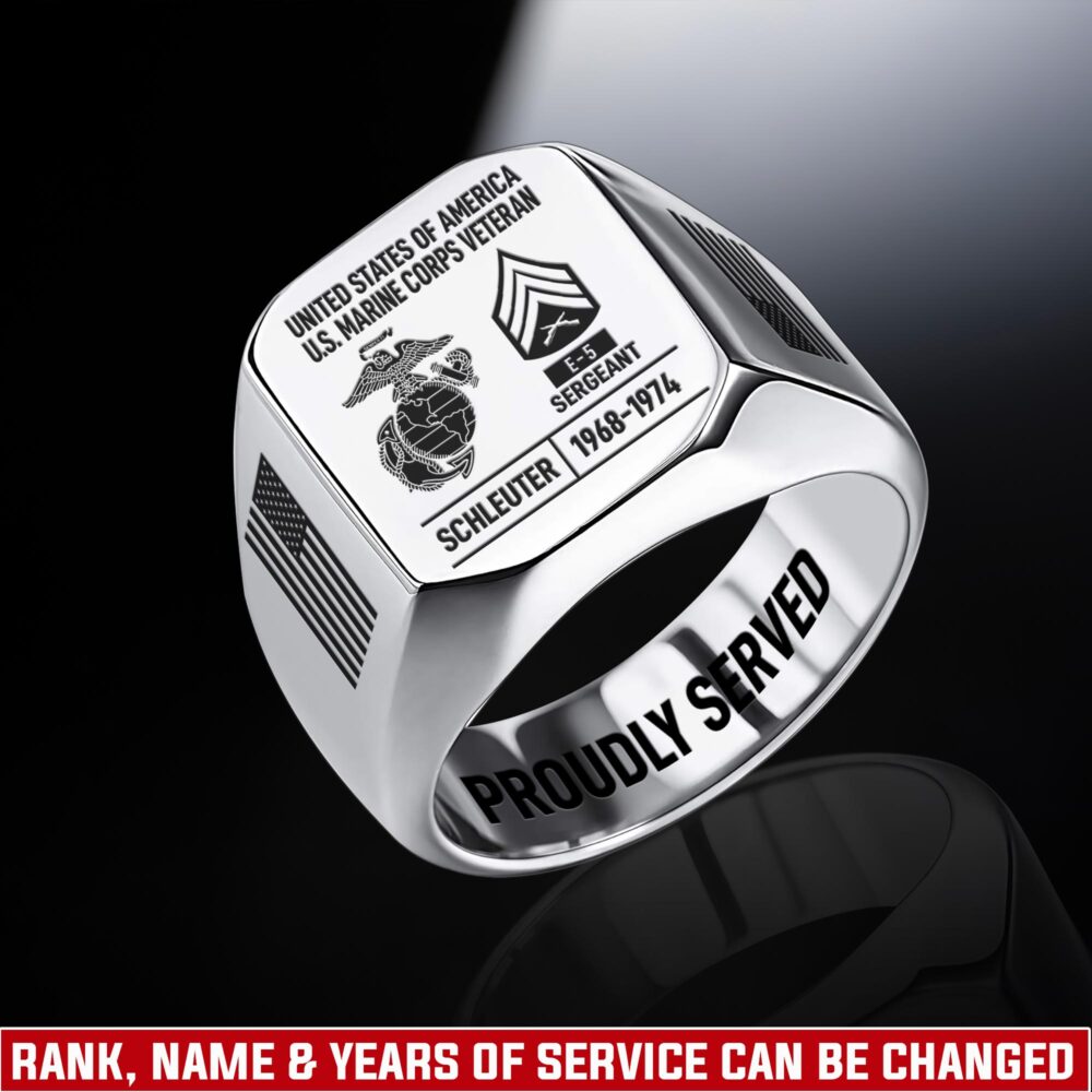 US Marine Corps, E 4 Marines Corporal - Engraved Men's Ring