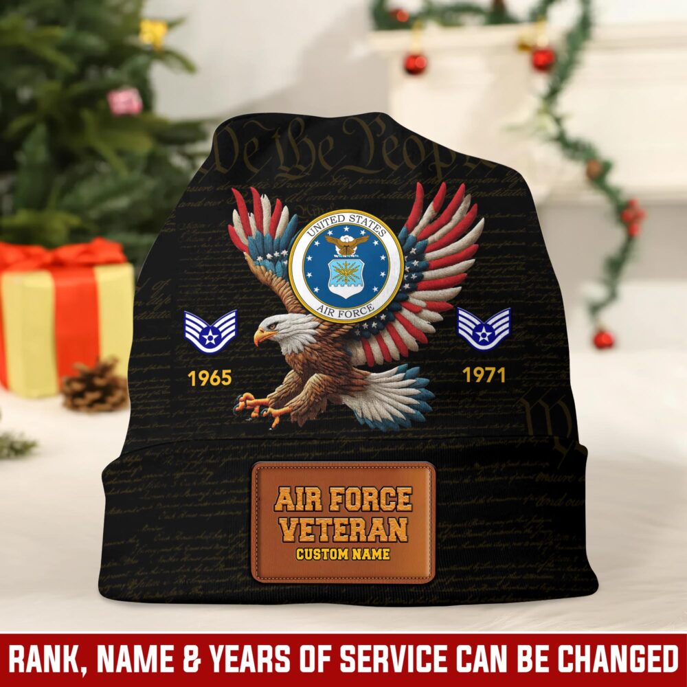 US Air Force , Honoring All Who Served - Leather Patch Beanie Hat