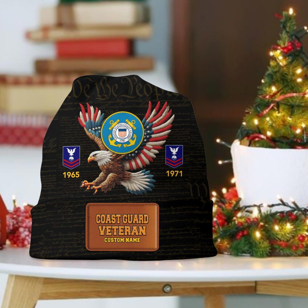 US Coast Guard, All Gave Some, Some Gave All - Leather Patch Beanie Hat - Image 2