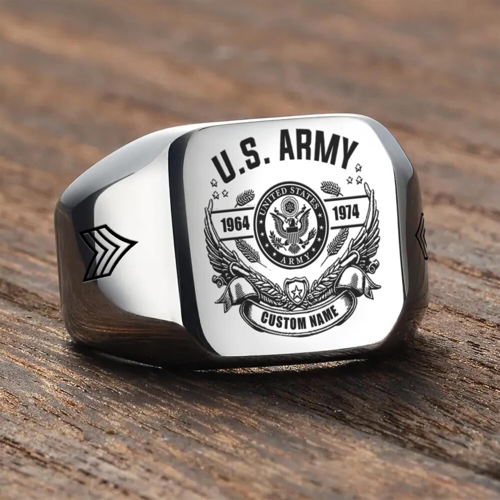 US Army, Proud Veteran - Engraved Men's Ring - Image 3