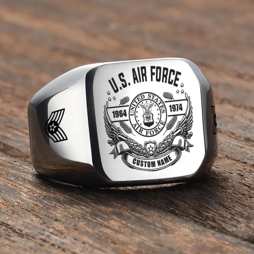 US Air Force , Defender of Freedom - Engraved Men's Ring - Image 3