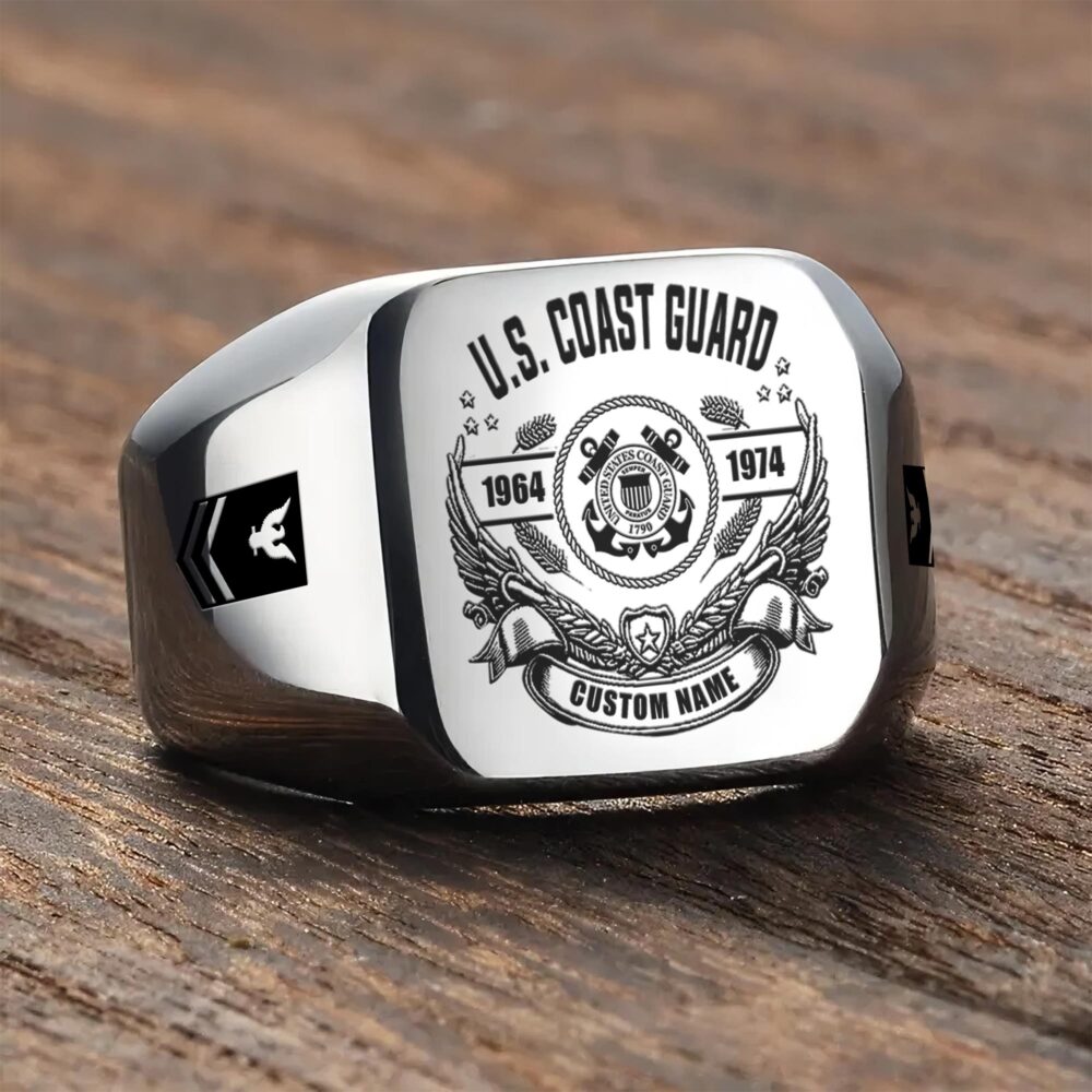 US Coast Guard, Always Remember, Never Forget - Engraved Men's Ring - Image 3