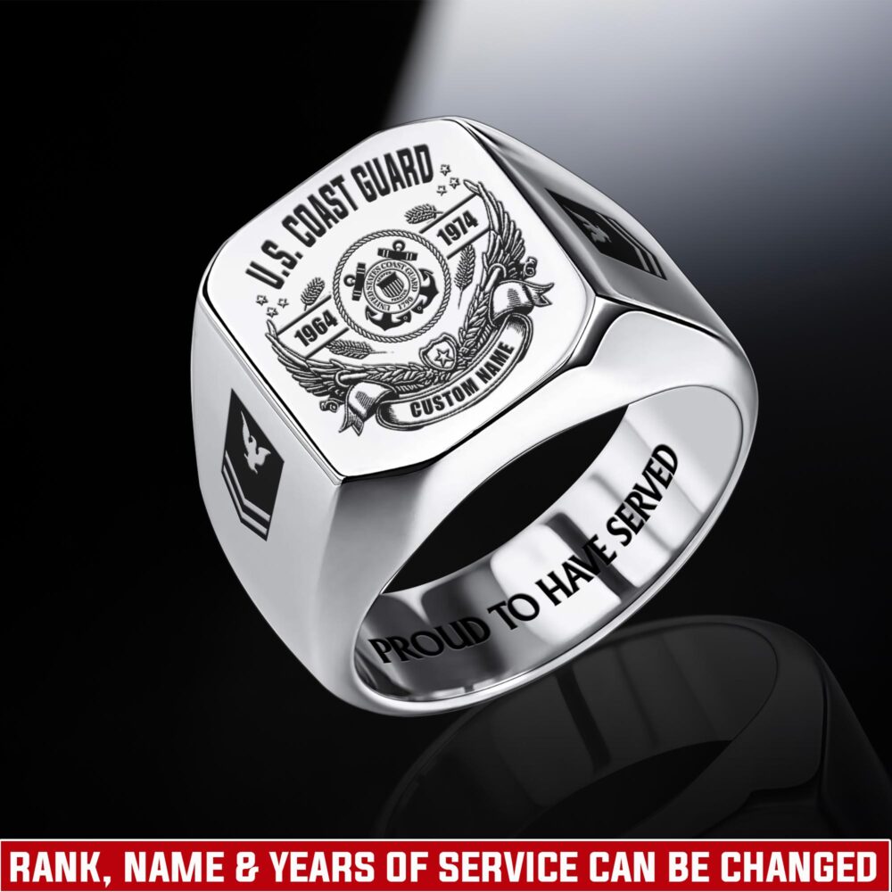 US Coast Guard, Always Remember, Never Forget - Engraved Men's Ring