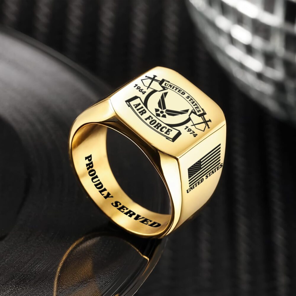 US Air Force , E 4 Air Force Sergeant - Engraved Men's Ring - Image 2