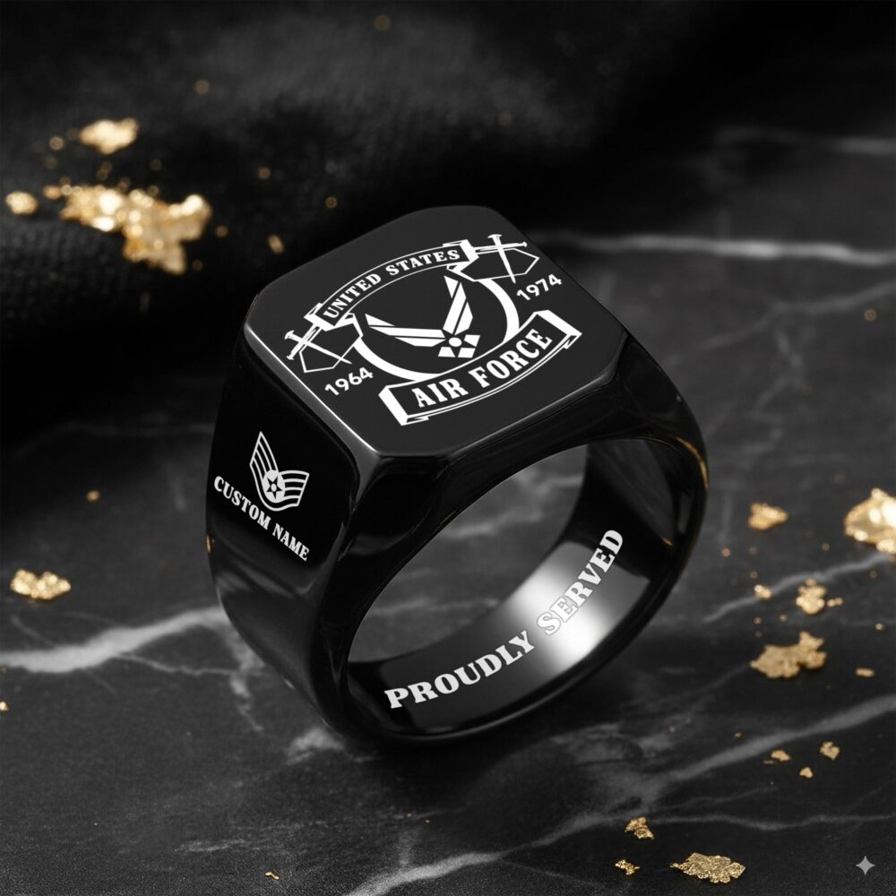 US Air Force , E 4 Air Force Sergeant - Engraved Men's Ring - Image 8