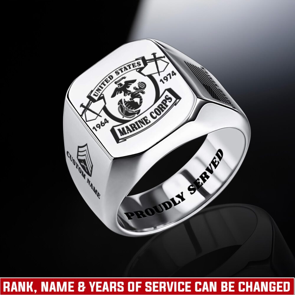 US Marine Corps, Remember - Honor - Respect - Engraved Men's Ring