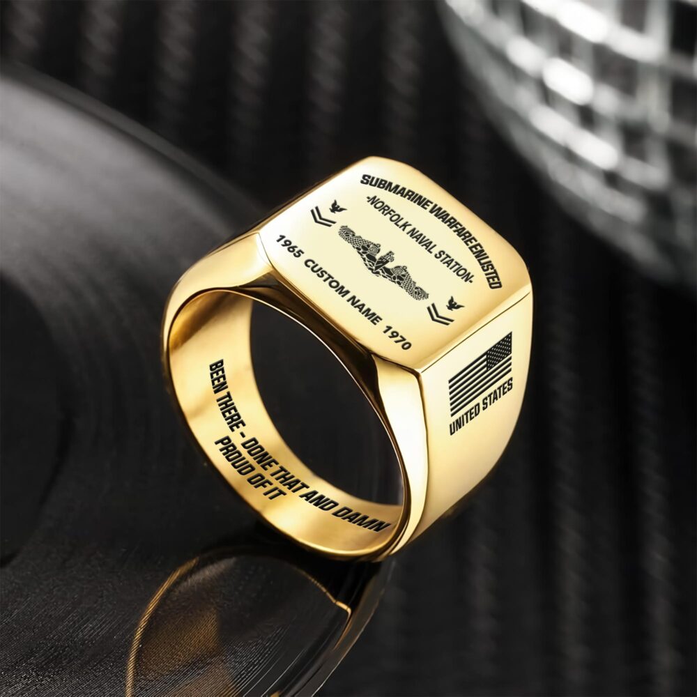 Navy Badge, All Gave Some, Some Gave All - Engraved Men's Ring - Image 2