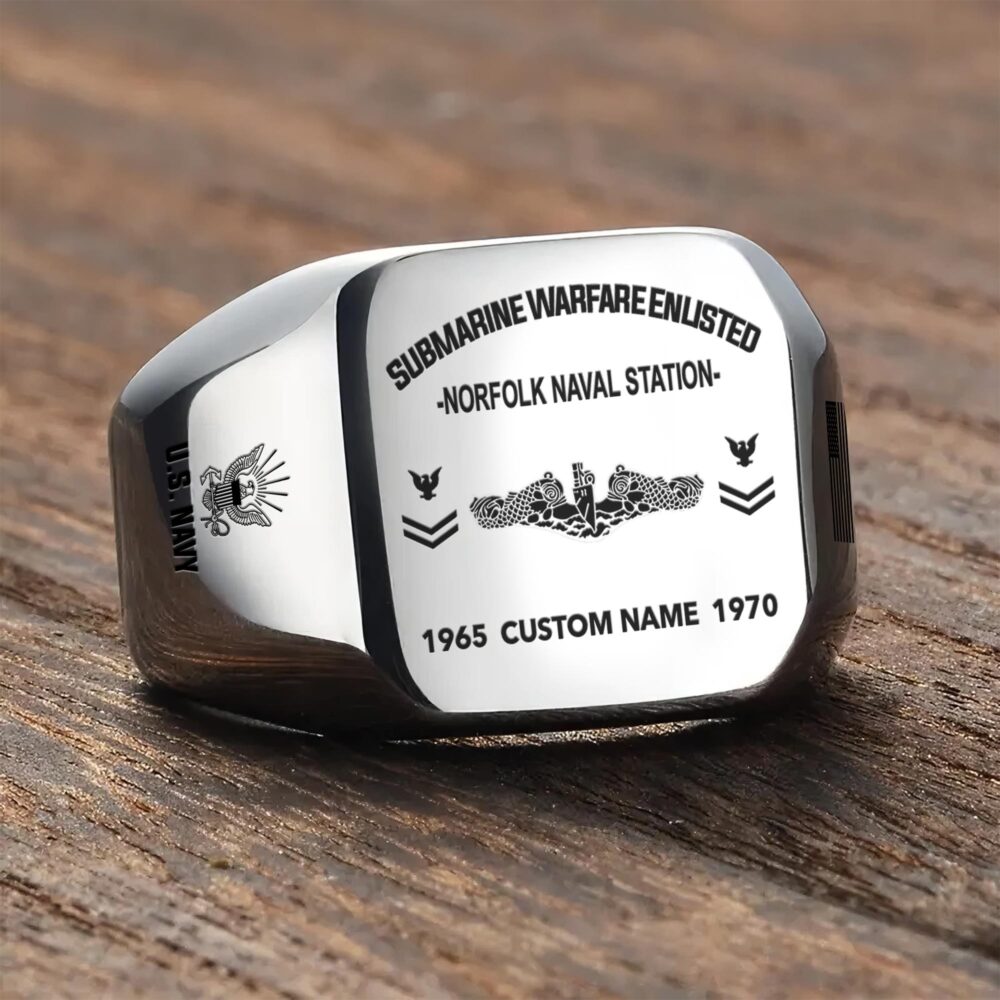 Navy Badge, All Gave Some, Some Gave All - Engraved Men's Ring - Image 3