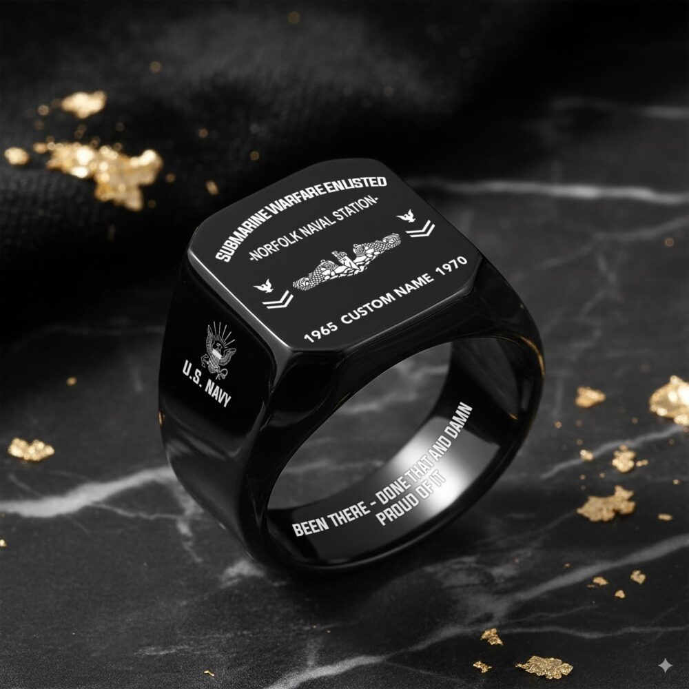 Navy Badge, All Gave Some, Some Gave All - Engraved Men's Ring - Image 8
