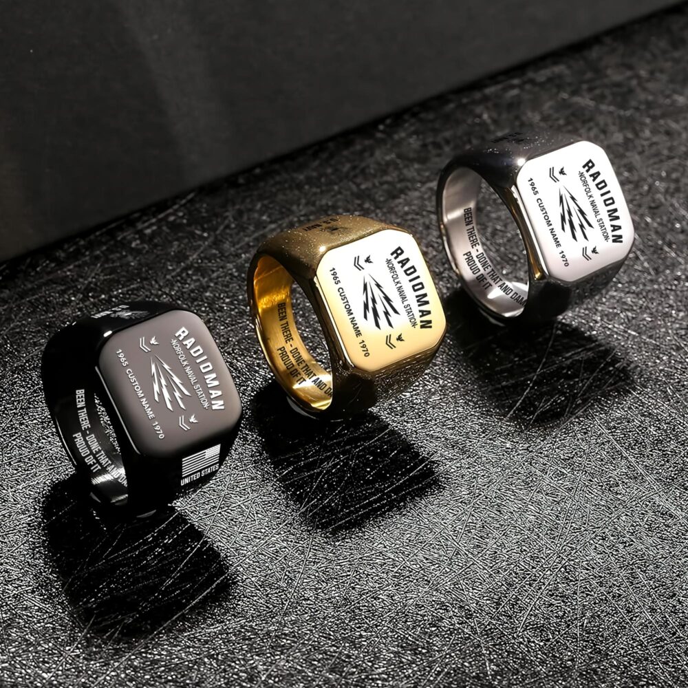 Navy Rating, Duty, Honor, Country - Engraved Men's Ring - Image 7