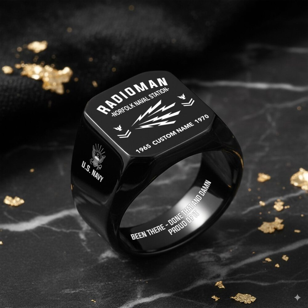 Navy Rating, Duty, Honor, Country - Engraved Men's Ring - Image 8