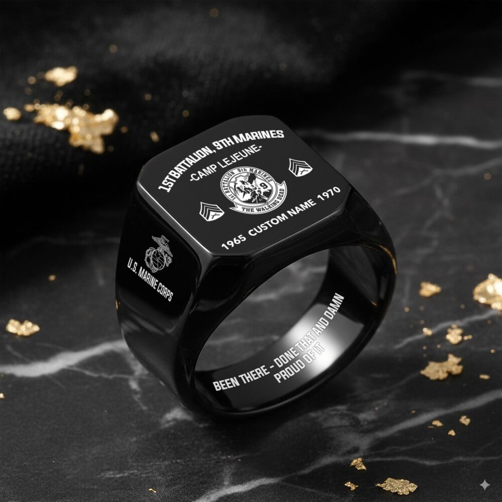Marine Battalion, E 2 Marines Private First Class - Engraved Men's Ring - Image 8