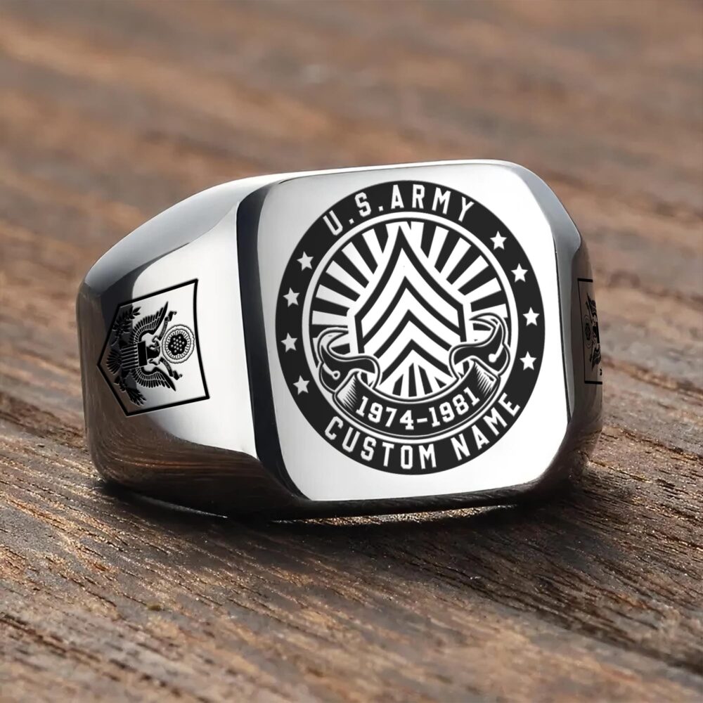 US Army, W 4 Army Chief Warrant Officer 4 - Engraved Men's Ring - Image 3