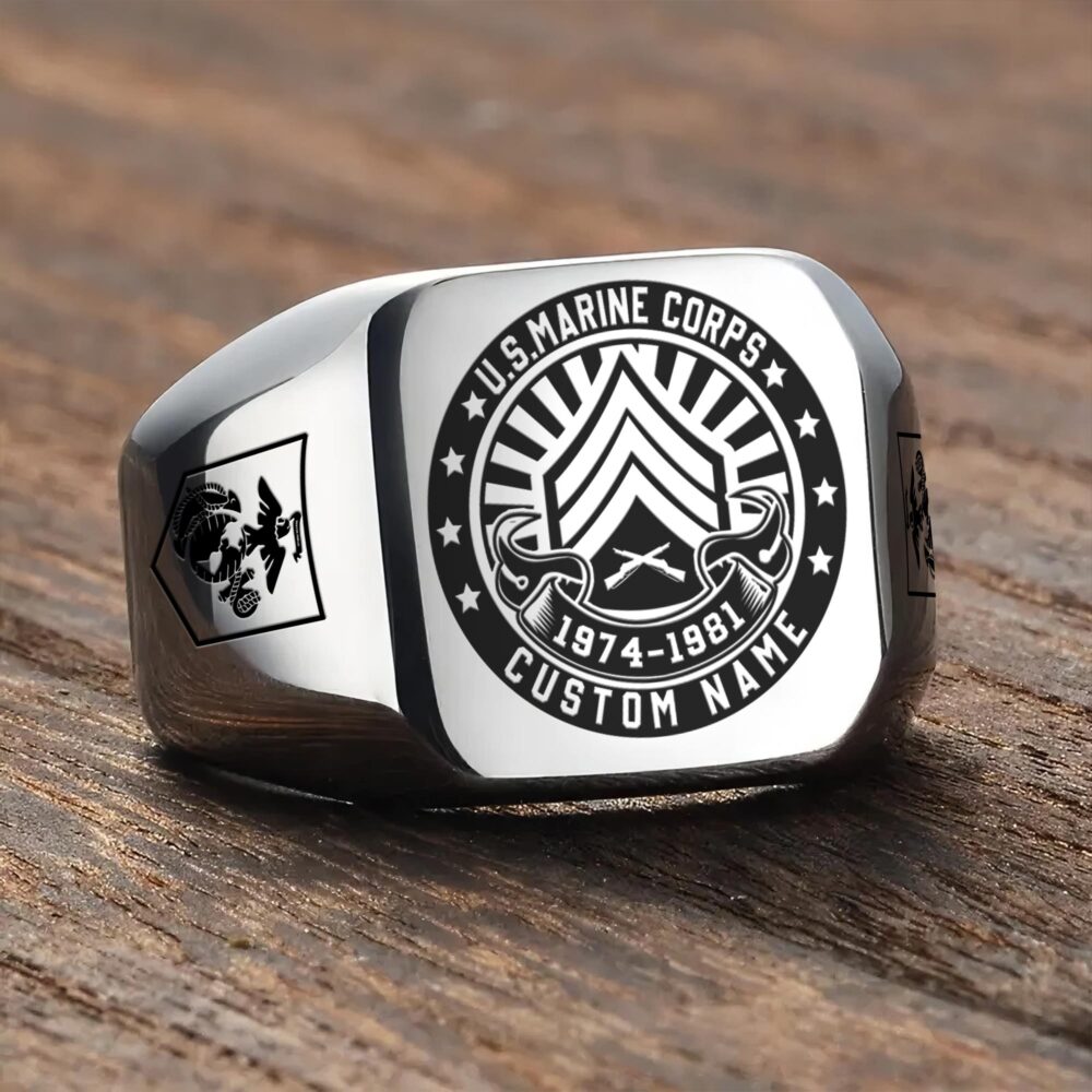 US Marine Corps, Defender of Freedom - Engraved Men's Ring - Image 3