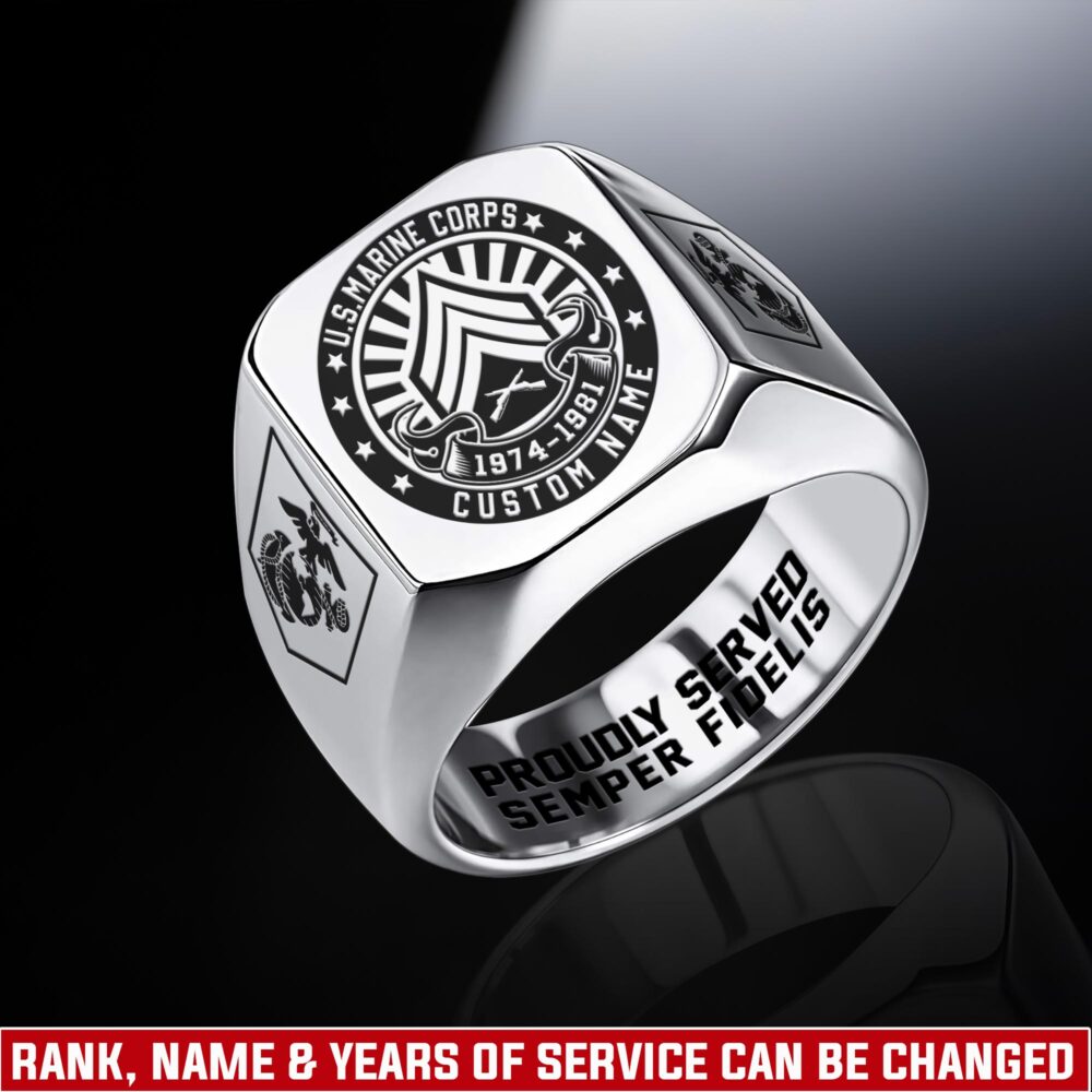 US Marine Corps, Defender of Freedom - Engraved Men's Ring