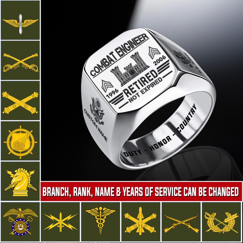Army Branch, E 4 Army Corporal - Engraved Men's Ring