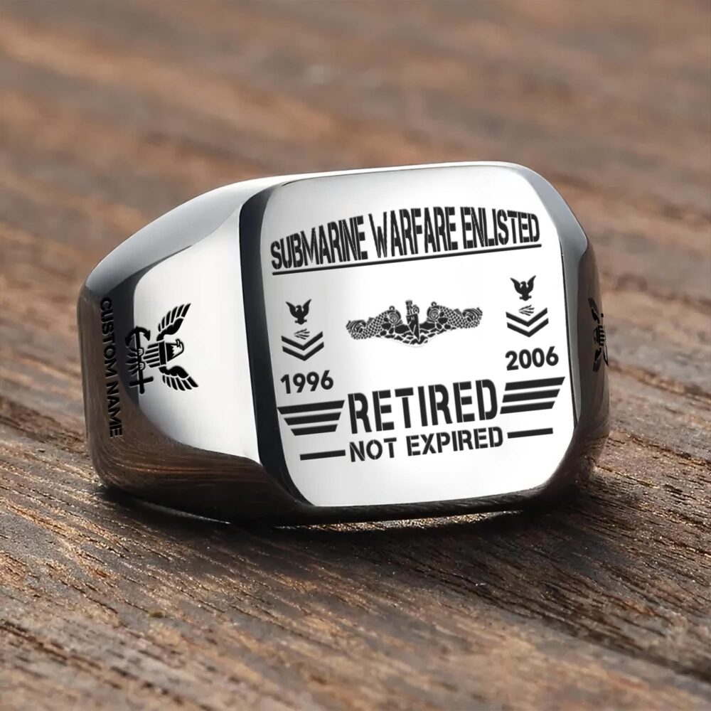 Navy Badge, I Walked The Walk - Engraved Men's Ring - Image 3