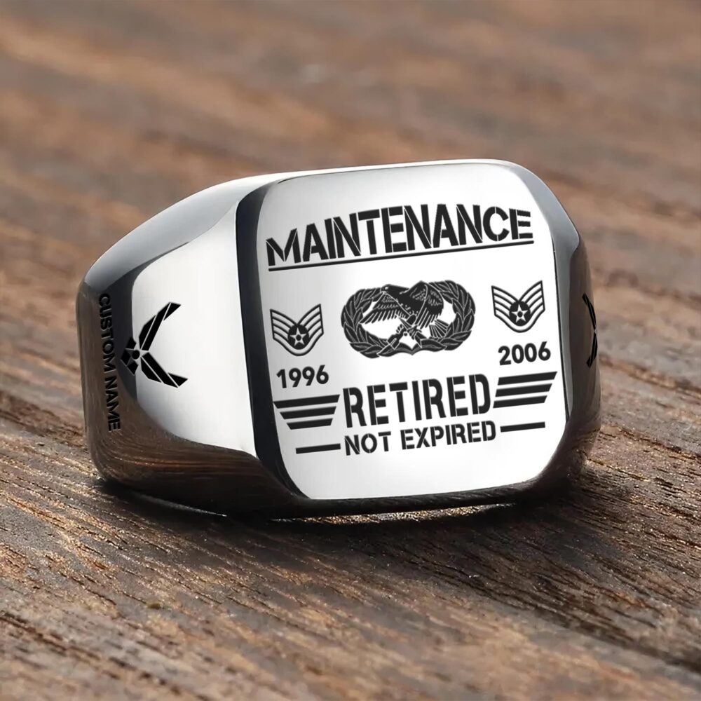 Air Force Badge, Remember - Honor - Respect - Engraved Men's Ring - Image 3