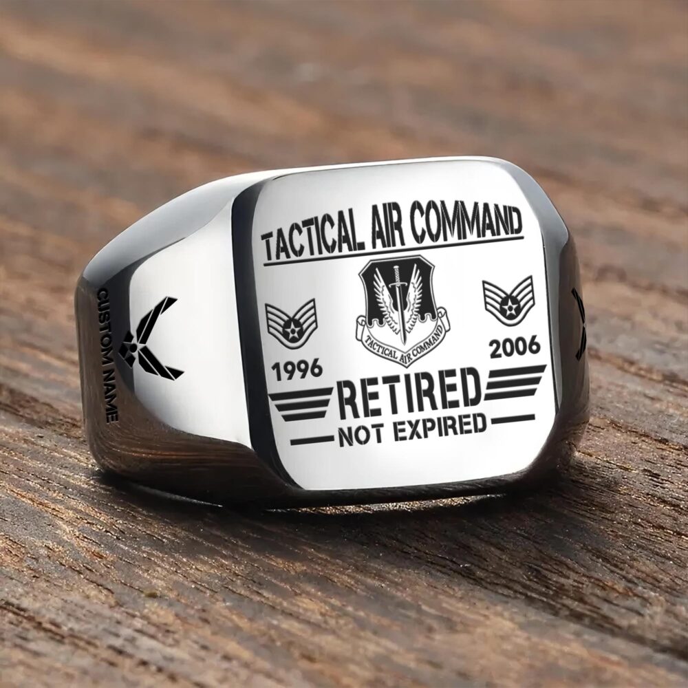 Air Force Command, E 2 Air Force Airman - Engraved Men's Ring - Image 3