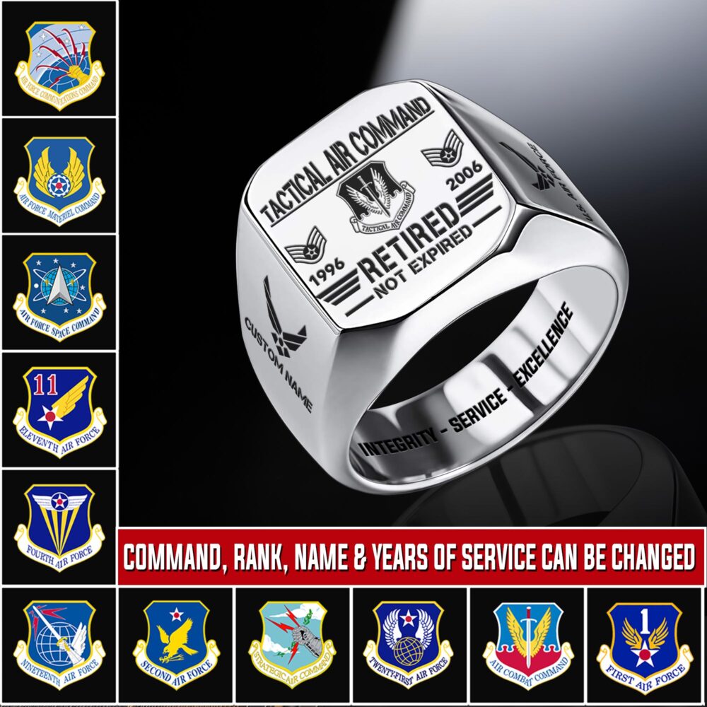 Air Force Command, E 2 Air Force Airman - Engraved Men's Ring