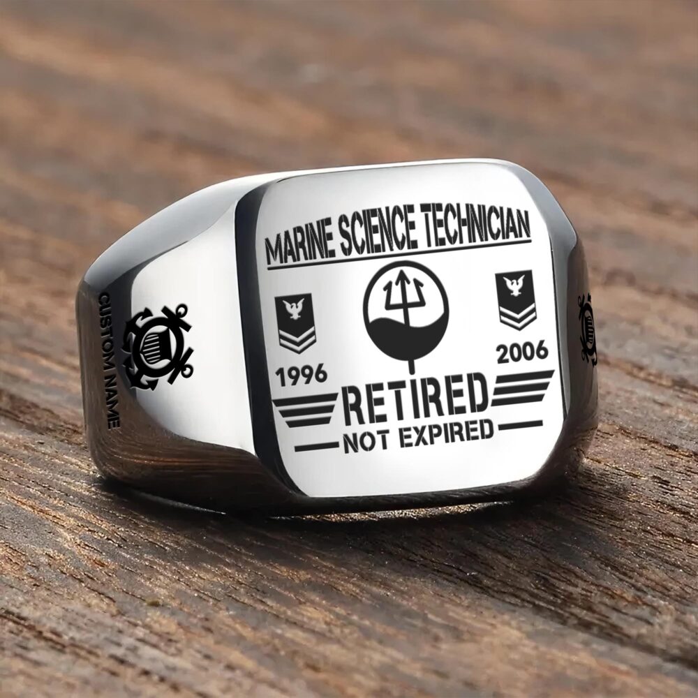 Coast Guard Rating, E 7 Gold - Engraved Men's Ring - Image 3