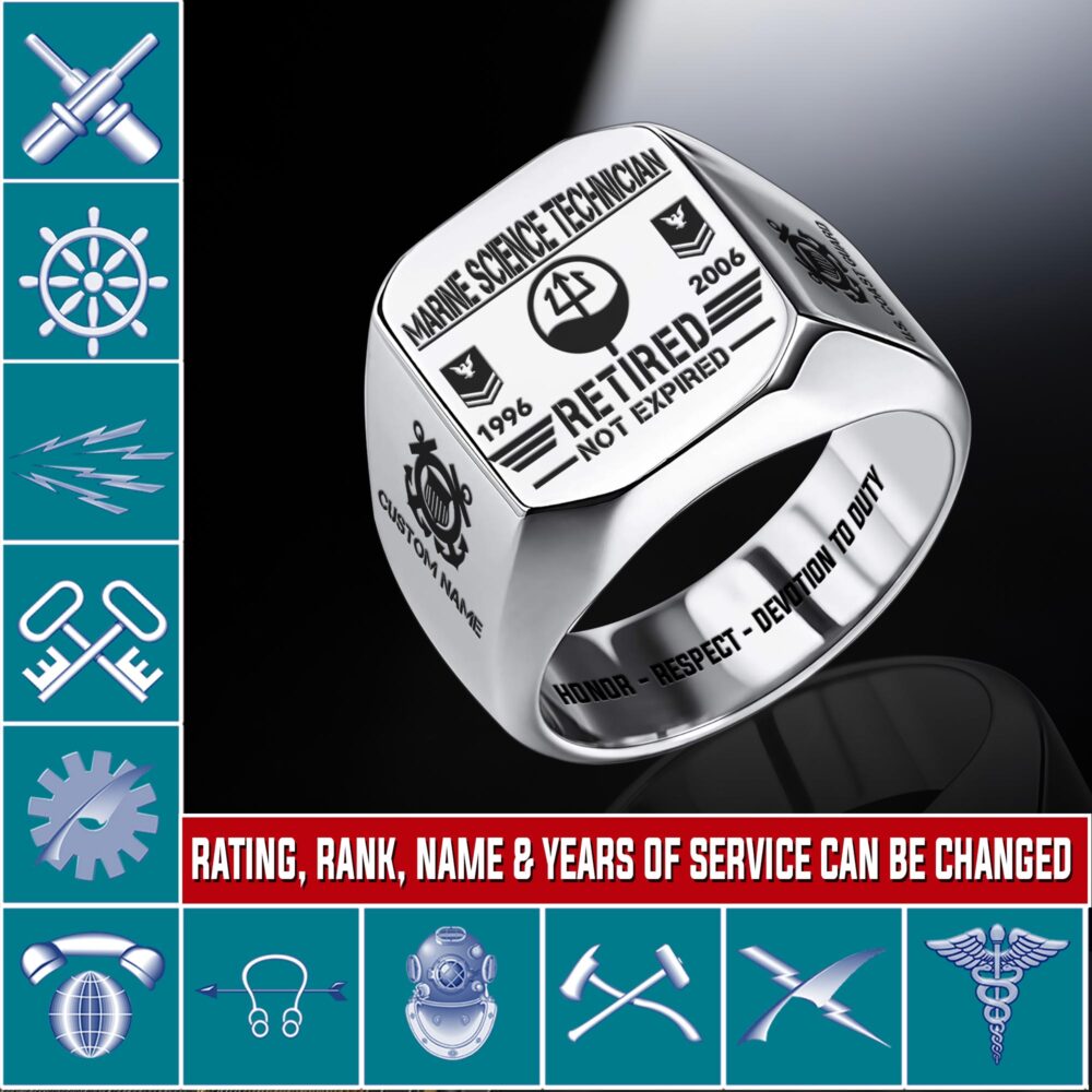 Coast Guard Rating, E 7 Gold - Engraved Men's Ring