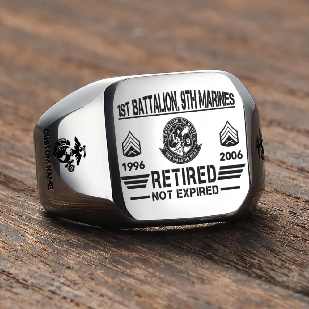 Marine Battalion, E 9 Marines Sergeant Major - Engraved Men's Ring - Image 3