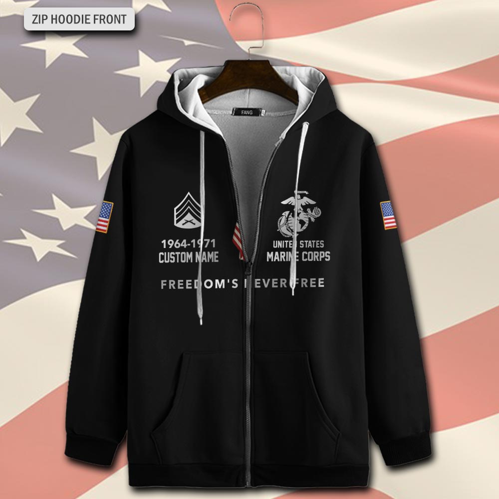 US Marine Corps, Freedom Over Fear - Zip Hoodie - Image 2