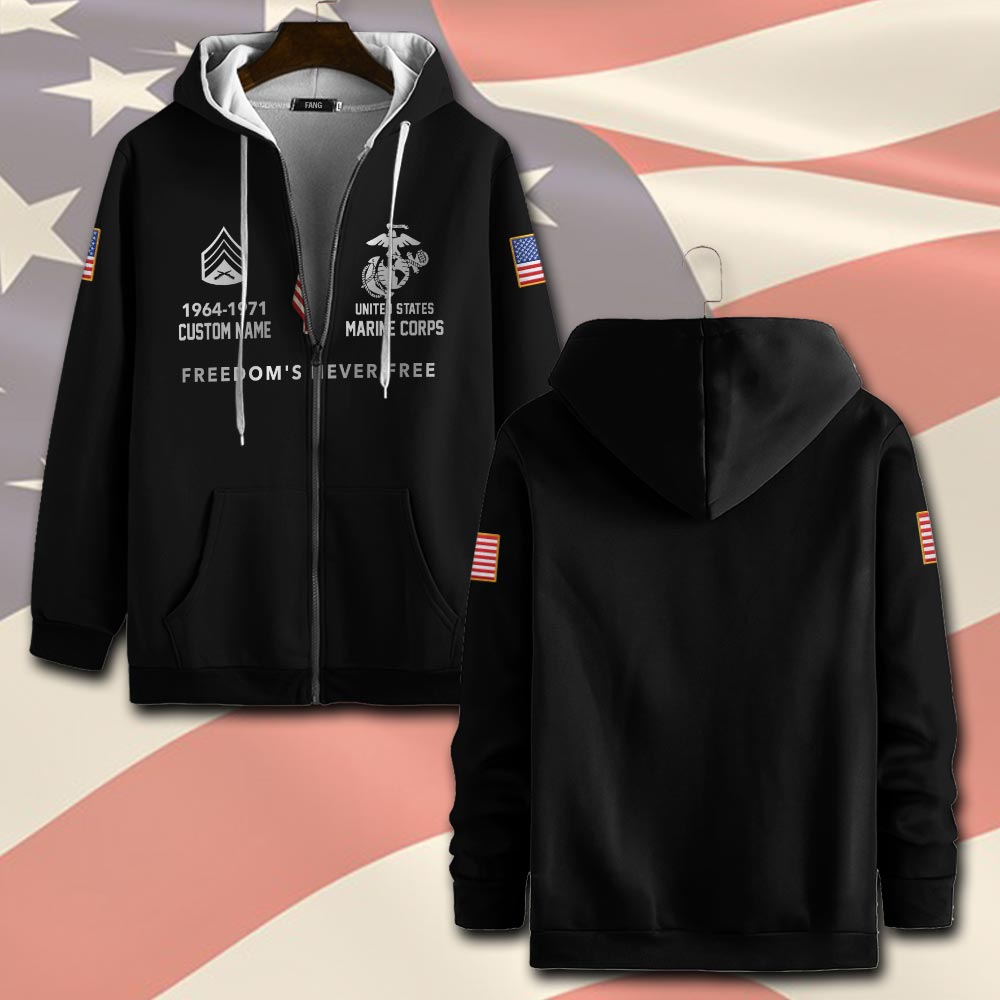 US Marine Corps, Freedom Over Fear - Zip Hoodie
