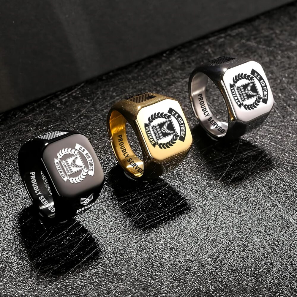 US Air Force , Freedom Isn't Free - Engraved Men's Ring - Image 7