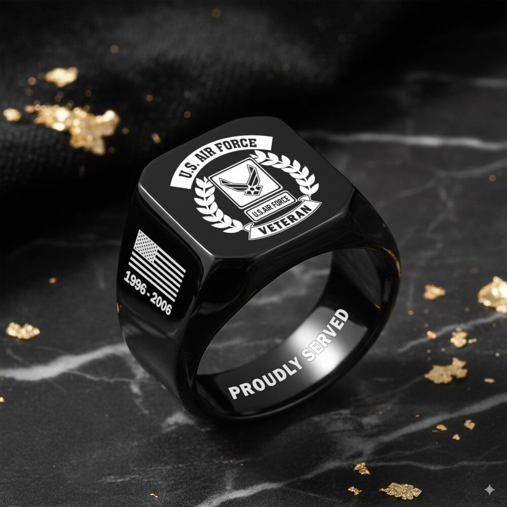 US Air Force , Freedom Isn't Free - Engraved Men's Ring - Image 8
