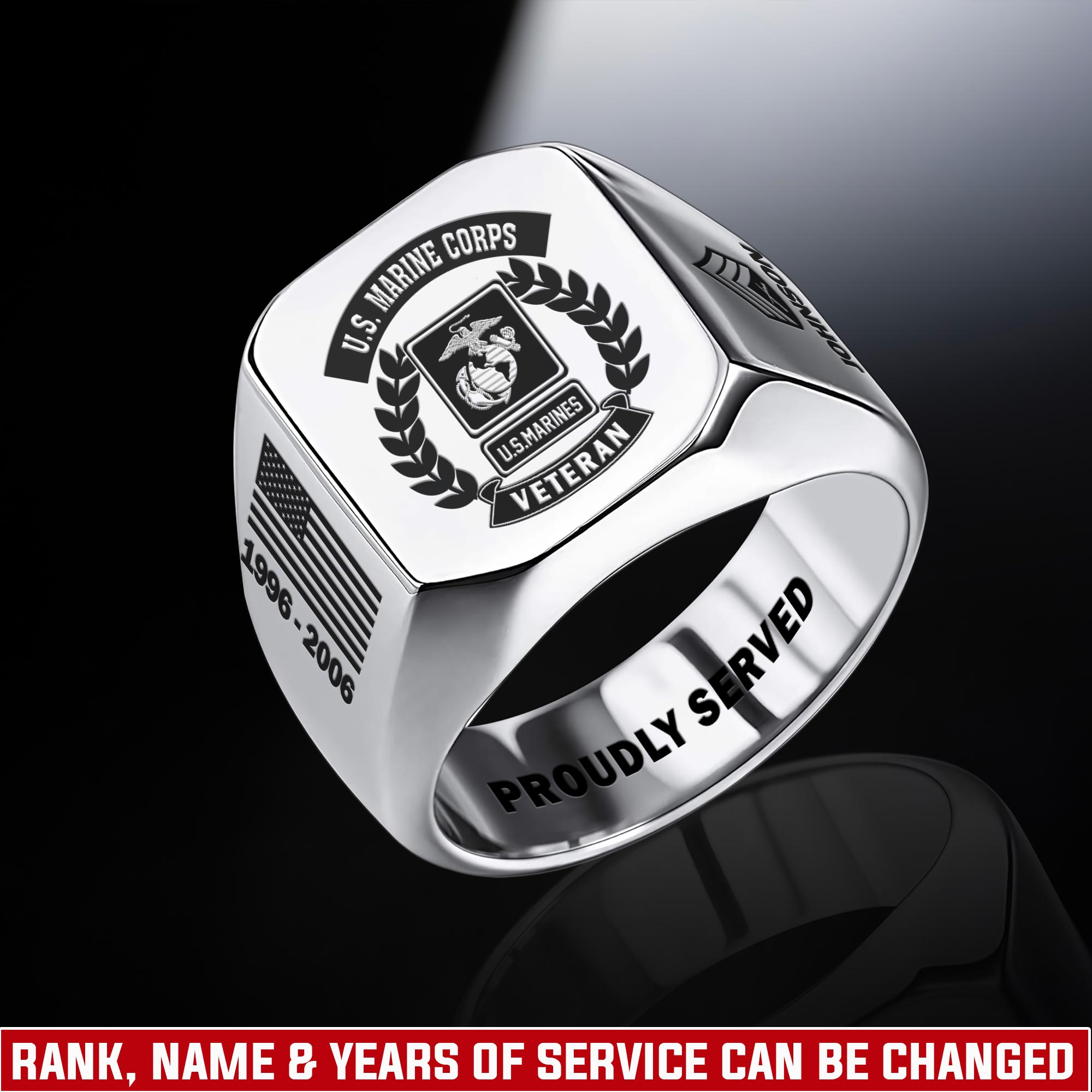 US Marine Corps, Served With Pride - Engraved Men's Ring