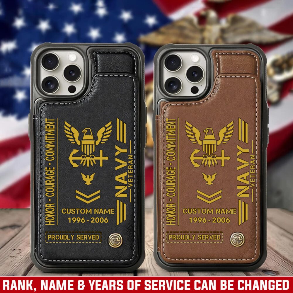 US Navy, Honoring All Who Served - Leather Flip Phone Case