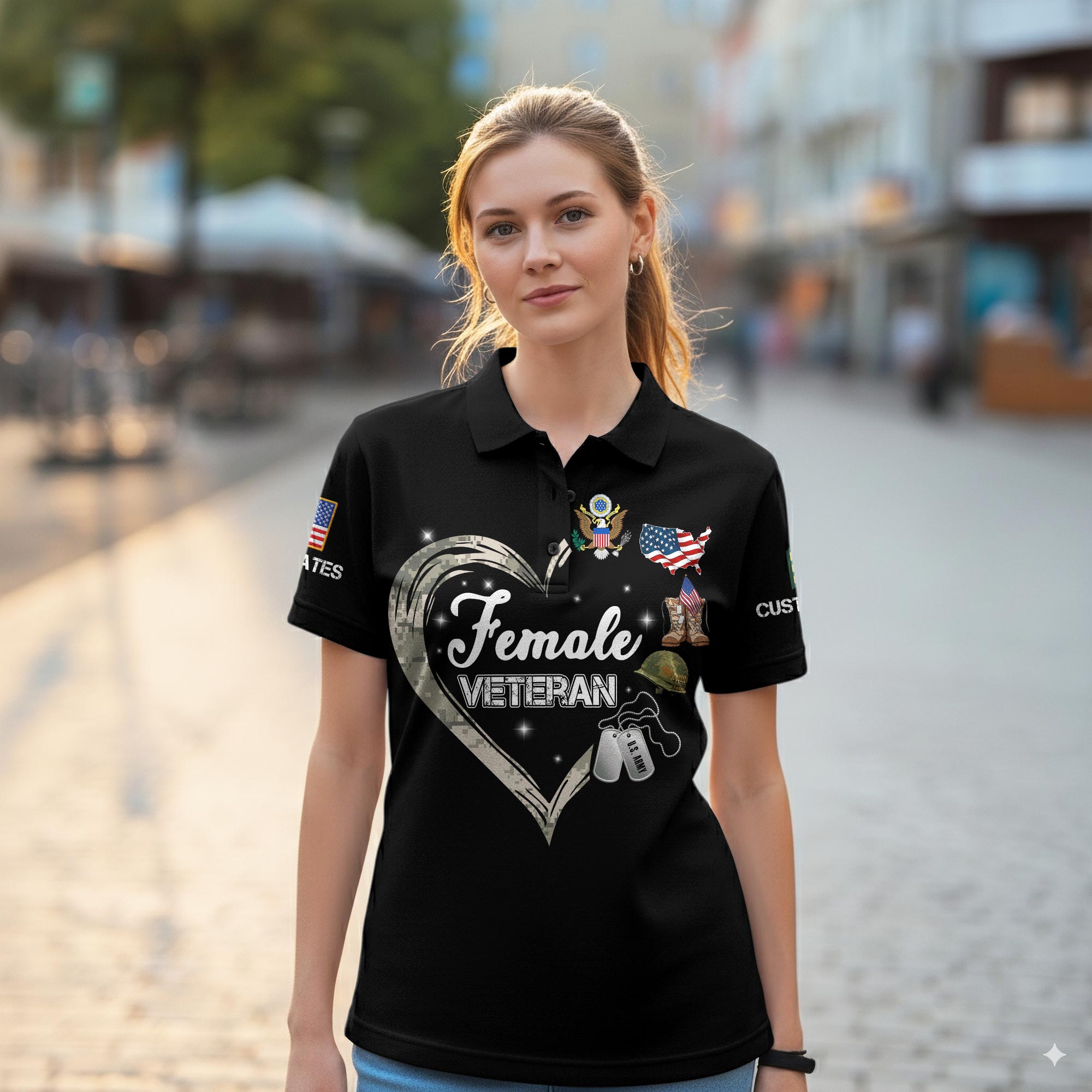 US Army, O 3 Army Captain - Women Polo Shirt - Image 2