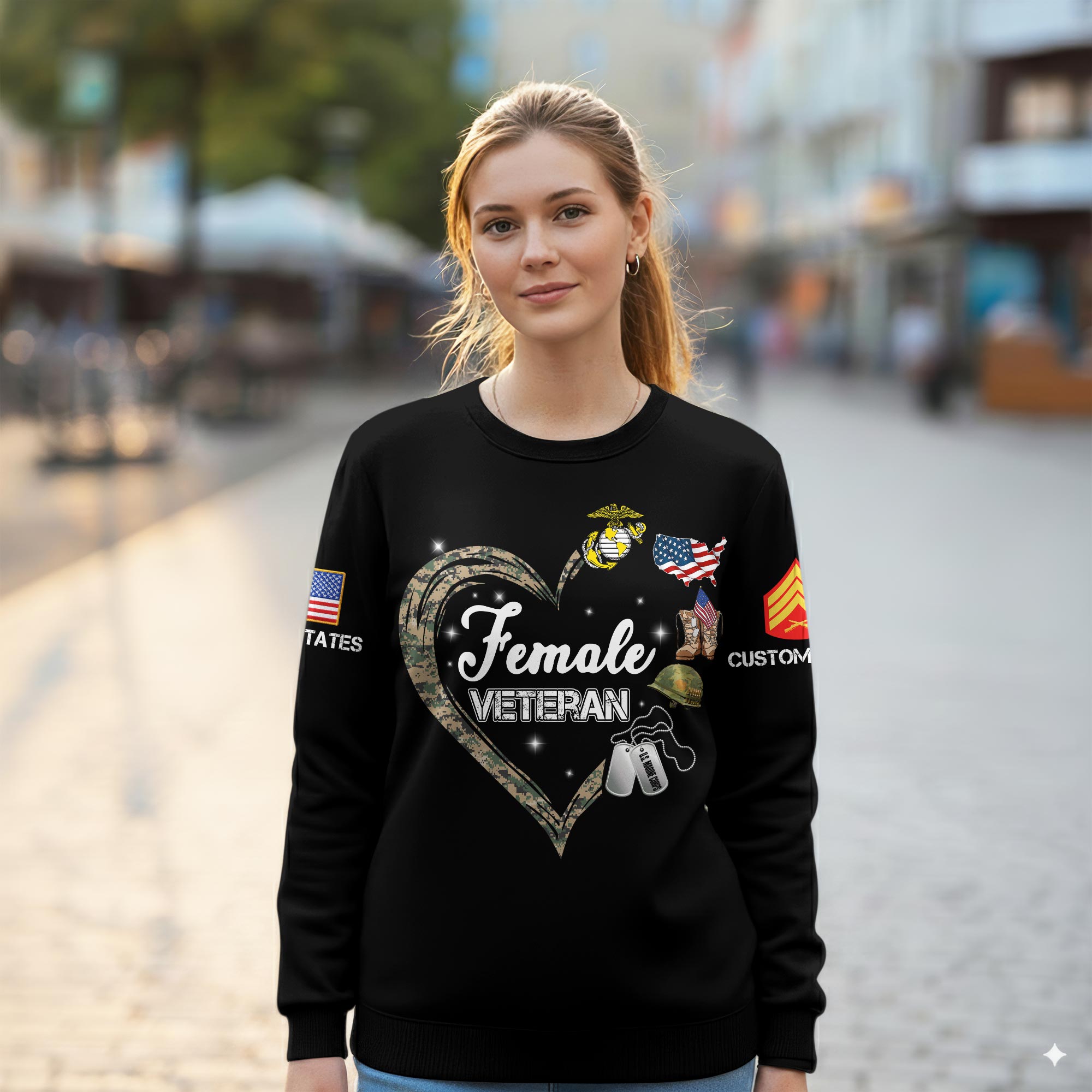 US Marine Corps, American By Birth, Veteran By Choice - Women Sweatshirt - Image 2